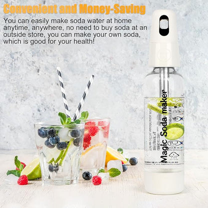 Portable Soda Siphon, 1L Travel Sparkling Water Maker Machine for Home & Outdoor, Carbonated Water Soda Streaming Machine, Soda Maker for Cocktails or Fizzy Drink, 8 gram CO2 Cartridges(Not Included)
