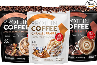 Complete Roast 3-Pack Caramel Frappe, Iced Coffee, and Vanilla (Caramel Frappe, Mocha Latte, Mocha Peanut Butter)