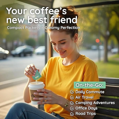 NOA Plant-Based Powder Creamer - Dairy-Free Coconut & Dulce de Leche Flavor, No Sugar, Vegan, Keto-Friendly, Instant Non-Dairy Coffee Enhancer, 30 Sachets of 4g