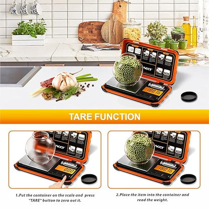 Precision Pocket Scale, 200gx0.01g Jewelry gram Scale, Digital Food Scale with LCD Display, one-Click Conversion 6 Units, mini Scale for Kitchen/Powder/Coffee/Coins(Battery Included)