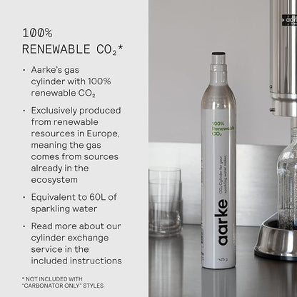 Aarke Carbonator Pro, Sparkling & Carbonation Water Machine, Stainless Steel with Glass Reusable Bottle Volume 800 mL/27 fl oz (Stainless Steel)