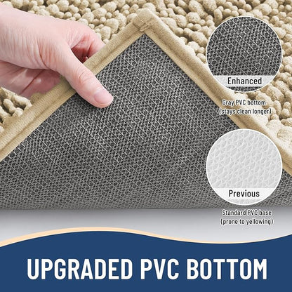 Arotive Luxury Chenille Bathroom Rug Mat, Extra Soft Thick Absorbent Shaggy Bath Rugs, Non-Slip Machine Wash Dry, Plush Bath Mats for Bathroom, Shower and Tub, 40x32, Beige