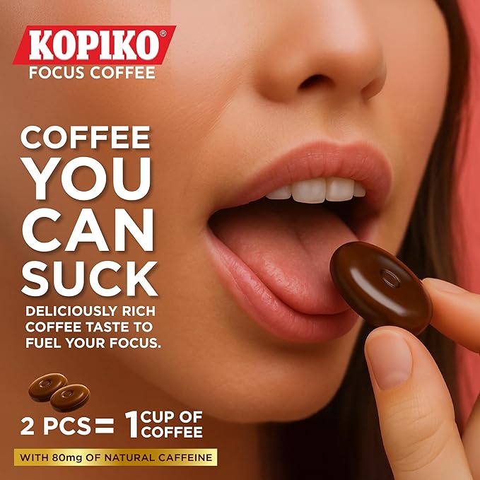 Kopiko Focus Coffee Candy – Have 80mg Caffeine per 2 Pieces for Energy & Mental Focus – Sugar-Free Hard Candy with Real Indonesian Coffee Extract (12 Pack w/4 Candies Each)