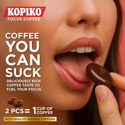 Kopiko Focus Coffee Candy – Have 80mg Caffeine per 2 Pieces for Energy & Mental Focus – Sugar-Free Hard Candy with Real Indonesian Coffee Extract (12 Pack w/4 Candies Each)