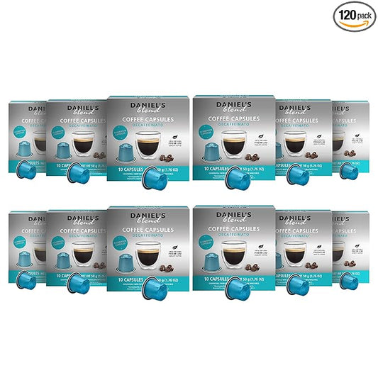 Daniels Blend Espresso Aluminum Capsules Compatible with Nespresso 120 Coffee Pods Single Server Kosher Certified Decaffeinato