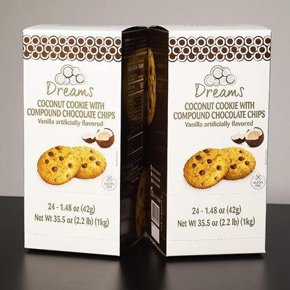 Dreams Coconut Cookies with Chocolate Chips – Vegan, Gluten-Free, High Protein Snack | Guilt-Free & Healthy Treat | 1 Box – 24 Units / 35.52oz