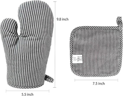 4Pcs Oven Mitts and Pot Holders, Heat Resistant Oven Mitts Set with Pothholder,Heat Resistant Microwave Gloves Safe for Baking,Cooking, BBQ