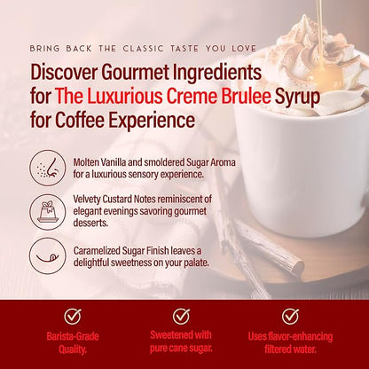 RIO Creme Brulee Flavoring Coffee Syrup for Hot or Iced Drinks and Desserts, Flavoring Sweetened with Pure Cane Sugar, Barista-Grade Flavor Syrups For Coffee Drinks at Home & Work - 700ml