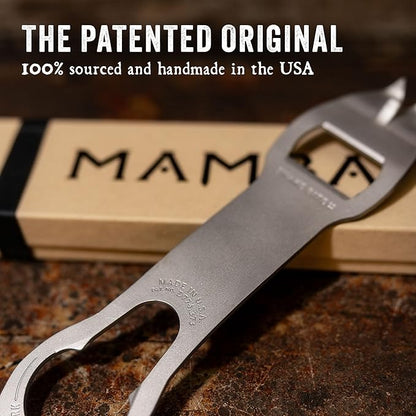 The Mamba Bottle Opener & Bartending Tool – 100% USA-Made, Patented Stainless Steel Bar Key – Flat Bottle Opener for Bartenders, Pour Spout Remover, Church Key Can Punch by Snake Bite