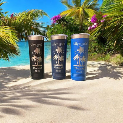 Personalize 20oz Skinny Tumbler: Engraved, Stainless Steel, Insulated, Leak-Proof Lid & Straw, Hot/Cold for Hours, Ideal for Coffee, Water, Wine, Gift for Birthdays, Weddings, Cruise Ships, 25 designs