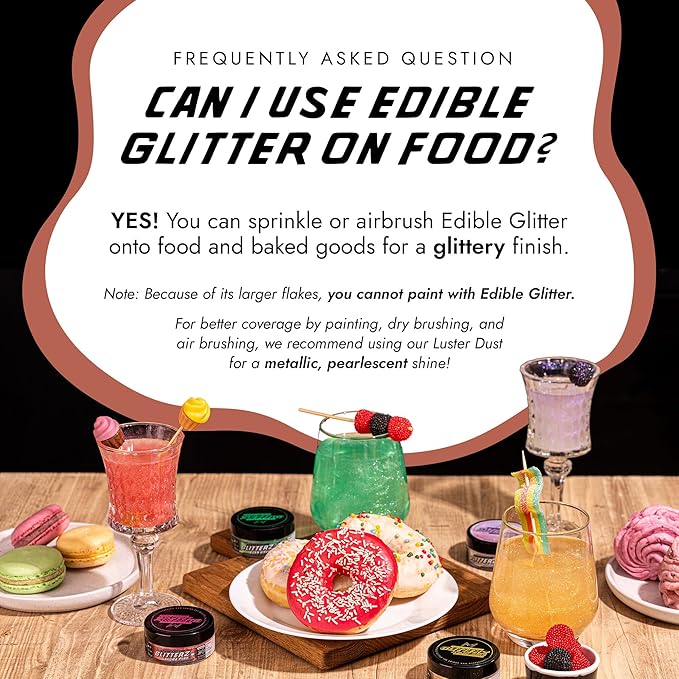MONÉGASQUE Rose Gold Edible Glitter for Drinks 10g – Rose Gold Edible Glitter for Cakes – Halloween Chocolate, Cupcake, Strawberries, & Cake Decorations Sparkles – Cocktails & Drink Shimmer Powder
