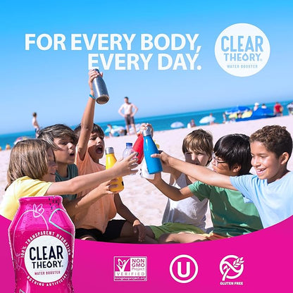 Clear Theory Water Flavoring Drops with Electrolytes – Electrolyte Drink Mix, [Watermelon Berry] Water Enhancer for Kids & Adults, Sugar-Free, Vegan, Gluten-Free, 2-Pack (1.62 fl oz Bottles)