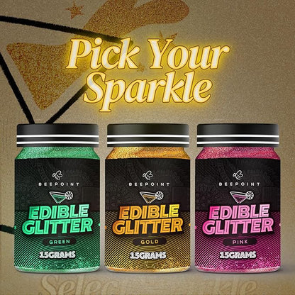 BeePoint Gold Edible Glitter for Drinks 15g - Food Grade, Vibrant Color Shimmer Powdered Dust for Drinks, Cocktails, Cake Decorating, Baking, Chocolates, Candy, Sweets, & Cookies - Vegan & Gluten Free