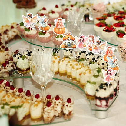 24Pcs Pumpkin Cupcake Toppers Flower Fairy Pumpkin Cupcake Picks Fall Harvest Theme Thanksgiving Baby Shower Party Supplies
