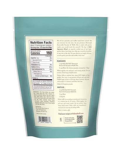 Bob's Red Mill Signature Buttermilk Pancake Mix, 20oz (Pack of 4)- Just Add Water, Makes 32-40 Pancakes per Bag