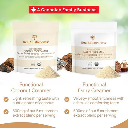 Real Mushrooms Functional Coconut Creamer with Reishi, Lucuma & Ceylon Cinnamon – Organic, Dairy-Free – Vegan Coffee Creamer for Smoothies & Drinks – 90 Servings Organic Cream Coconut Powder