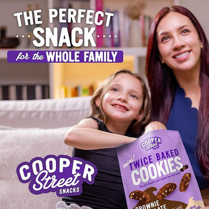 Cooper Street Twice-Baked Brownie Chocolate Biscotti Cookies (16 oz) - Over 50 Two-Bite Mini Italian Style Biscotti Snacks - Dairy-Free, Peanut Free, Kosher, Low-Calorie, Perfect with Coffee or Tea