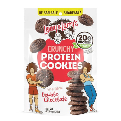 Lenny & Larry's The Complete Crunchy Cookie, Double Chocolate, 6g Plant Protein, Vegan, Non-GMO, 4.25 Ounce Pouch (Pack of 6)