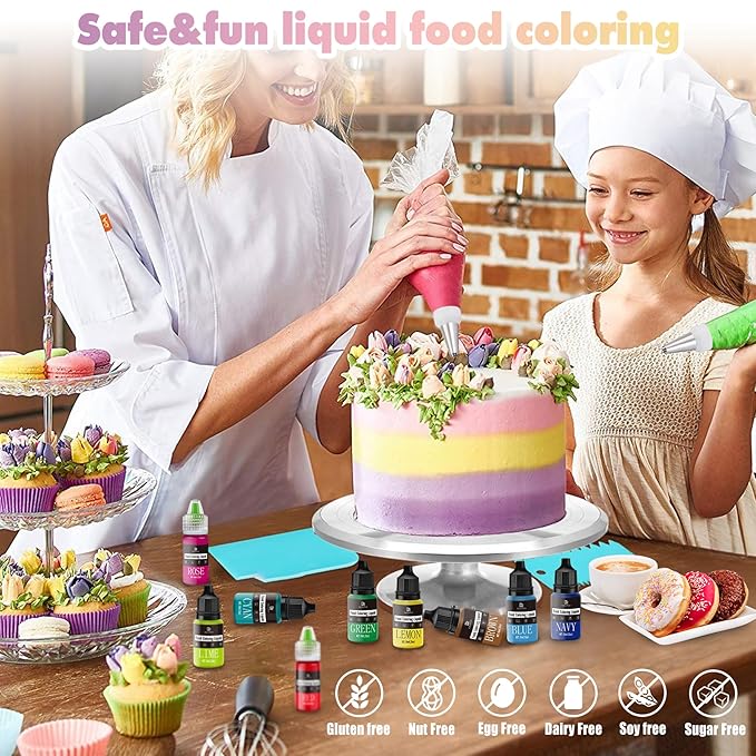 Food Coloring - Vibrant Liquid Icing Food Coloring Set for Baking, Cake Decorating, Easter Egg, Airbrush - Tasteless Food Color Dye for Fondant, Slime, DIY Crafts - 5.5 Fl.oz / 160ml Each (Black)