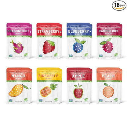 Nature’s Turn Freeze-Dried Fruit Crisps –Healthy, Gluten-Free,Crispy & Delicious,Plant-Based Snack,Ideal for Cereal, Smoothies, School Lunches, & On-the-Go, Superfruit Variety Bags of 16(0.53 oz Each)