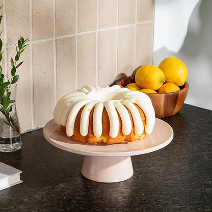 The Cake Stand -10 Inch Ceramic Pedestal Cake Stand with Gloss Finish - Modern Display for Cakes, Cupcakes, Cookies & More - Perfect for Weddings, Birthdays & Baby Showers (Rose)