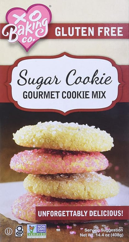 XO Baking Co. Gluten Free Sugar Cookie Gourmet Cookie Mix; Non-GMO; Kosher; Rice Free; Dairy Free; Soy Free; Peanut Free; No Preservatives; No Artificial Flavors or Colors, 14.4oz