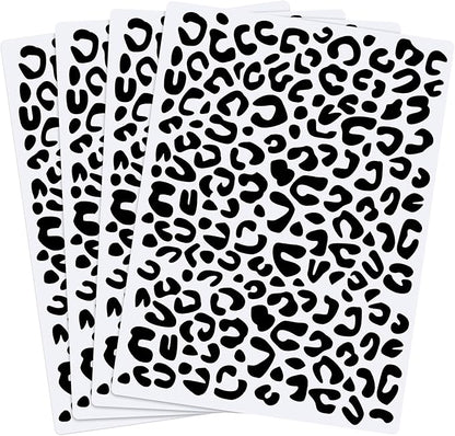 Zonon 4 Pieces Leopard Skin Stencil Reusable Cheetah Paint Stencil Template for Scrapbooking Fabric Drawing Tracing DIY Cake Furniture Wallpaper Floor Decor(5.9 x 8.3 Inch)