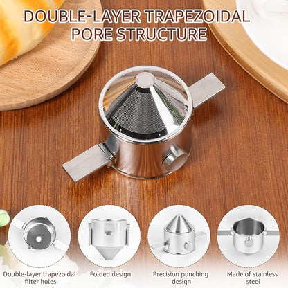 Pour Over Coffee Dripper Stainless Steel Coffee Filter Pour Over Coffee Maker Collapsible Coffee Dripper Cup Cone Filter for Travel Camping (Stainless Steel)