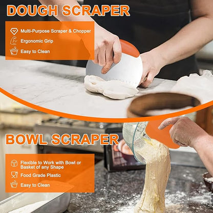 Sourdough Starter Kit,10 Inch Round & 9 Oval Cotton Rope Banneton Bread Proofing Basket with Bread Lame, Scraper,Sling, Dough Whisk,Perfect Gifts for Bakers Sourdough Bread Baking Supplies