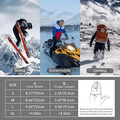 HANDLANDY Winter Gloves for Men Women, Thermal Gloves for Cold Weather Driving Cycling Ski Outdoor, Insulated Leather Work Gloves (Medium, Black)