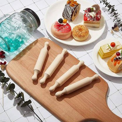 Suclain 30 Pcs Wooden Mini Rolling Pin Long Kitchen Baking Small Dough Rolling Pin for Children Fondant Pastry Pizza Crafting and Imaginative Play for Halloween and Christmas Presents (7 Inches)