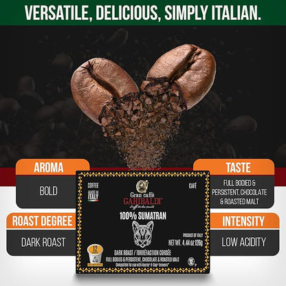 Caffè Garibaldi Sumatran Coffee Pods, Single-Serve Capsules for Keurig K-Cup Brewers, 100% Arabica Blend, Recyclable Pods, 12 Count - Dark Roast