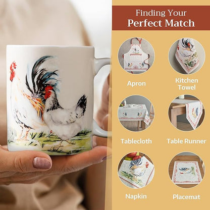 Maison d' Hermine Coffee Mug with Handles Fine Bone China Mugs Pack of Two Tea Cups for Hot Beverages Cappuccino Latte Home Restaurant Office Perfect for Gift (Campagne, 15 Ounce)