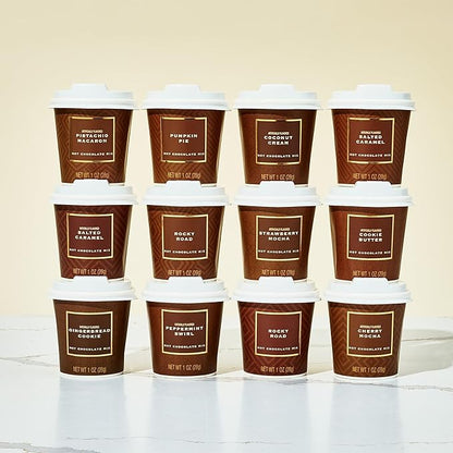 BomBombs Mini Hot Chocolate Gift Set in Signature Brown Packaging, Dessert Flavors Include Rocky Road, Cookie Butter, Pumpkin Pie & More, Set of 12