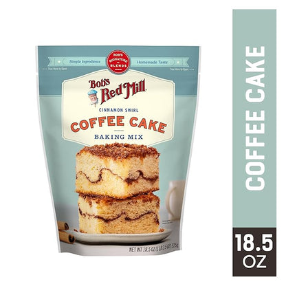 Bob's Red Mill Cinnamon Swirl Coffee Cake Baking Mix - 18.5 oz Bag (Pack of 2), Simple Clean Ingredients, Homemade Taste, Non-GMO