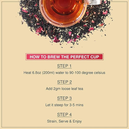 BREWIX, Chocolate Rose Loose Black Tea, (50+ Cups, 3.53oz/100g) | Valentine's | Dessert tea