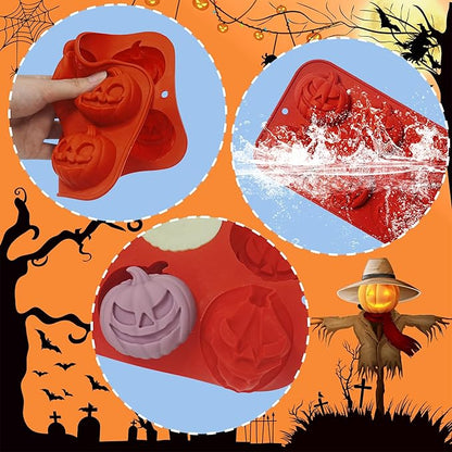 2Pcs Halloween Pumpkin Molds Silicone for Chocolate Candy, 3D Halloween pumpkin Molds Silicone for Candy Gummy (Pumpkin)