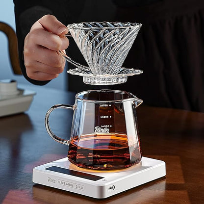 Bincoo Pour Over Coffee Maker Set, 16oz Drip Coffee Maker, Included Borosilicate Glass Coffee Carafer and Coffee Dripper & Size 02 50 Pcs Paper Filter (16oz-Clear)