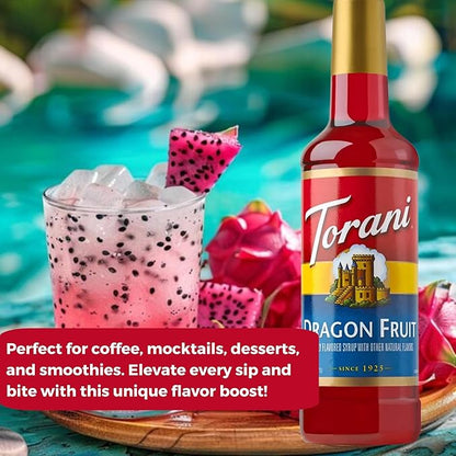 Jimoco® Syrup Pump Dispenser + Torani® Dragon Fruit Syrup, 25.4 oz - Coffee Syrup Pump & Flavoring Bundle