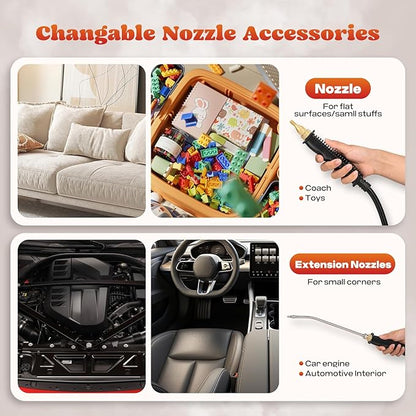 Moongiantgo Handheld Steam Cleaner 2500W High Pressure 1.5L Steamer for Cleaning, Portable Steam Cleaner for Home Kitchen Bathroom, Steam Cleaner for Car Detailing Grout Tile (Red)