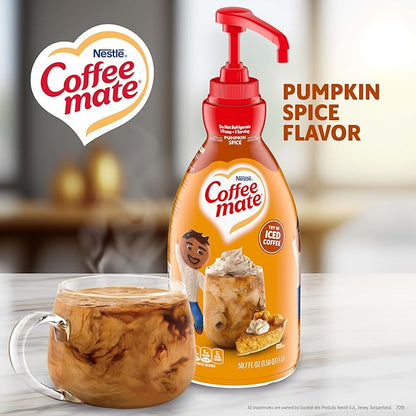 Nestle Coffee mate Coffee Creamer, Pumpkin Spice, Concentrated Liquid Pump Bottle, Non Dairy, No Refrigeration, 50.7 oz (Pack of 2)