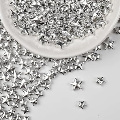 Silver Sprinkles for Cake Decorating, Star Candy Sugar, Mix Size, 150g/5.29oz, Food Grade, Cake Decoration, Cupcake Topper, Holiday, Party, Wedding Party, Birthday, Easter, Christmas Supplies
