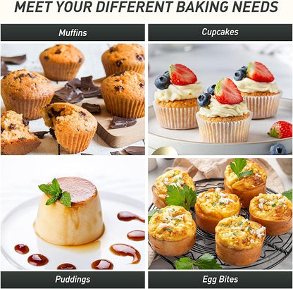 2 Packs 6 Cups Silicone Muffin Pan with Metal Reinforced Frame Jumbo Size Cupcake Pan Tray Egg Bites Silicone Circle Cookie Molds Muffin Tin Tart Pans Large Big Baking Sheet Set for Breakfast