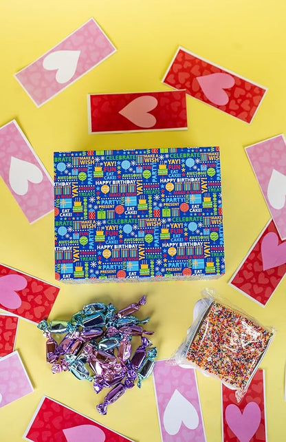 Birthday Love Shower Gift Box by Send A Cake – Ready-to-Gift Music Box with Sweet Caramels & 3" Rainbow Sprinkle Dots Crispy Cake – No Assembly, Perfect Birthday or Celebration Gift for Women, Men & Kids