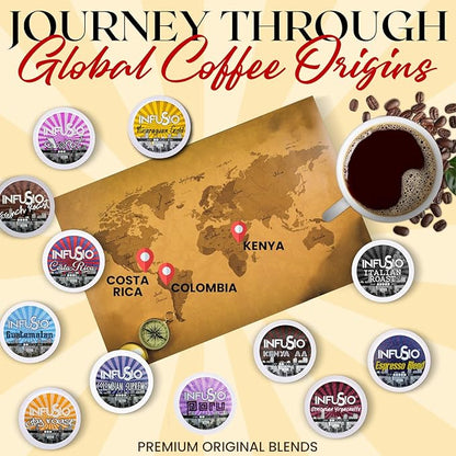 InfuSio Coffee Pods 96 Count Donut Blend Medium Roast Single serve Coffee pods for Keurig K Cups Brewers - InfuSio Premium Roasted Keurig 2.0 Compatible