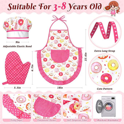 GIFTINBOX Kids Cooking and Baking Chef Set, 25PCS with Kids Apron,Chef Hat & Utensils ids Cooking Set, Toddler Dress Up and Pretend Play Kitchen Toys, Birthday Toys for 3 4 5 6 7 8 Year Old Girls