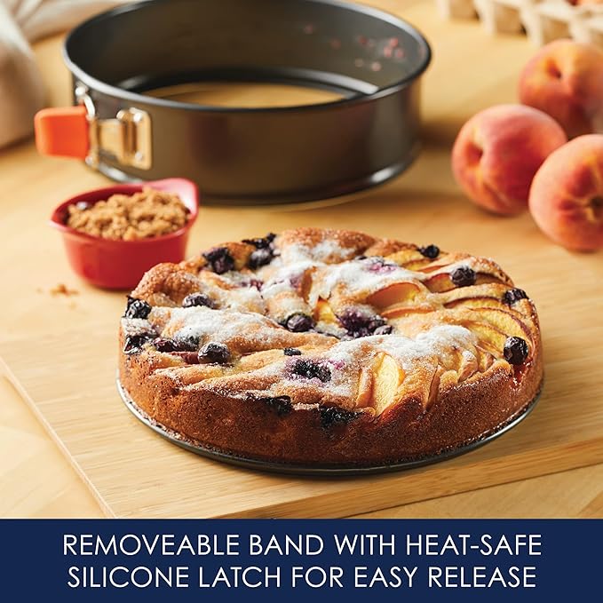 Rachael Ray Oven Lovin' Nonstick Bakeware Springform Baking Pan/ Springform Cake Pan / Cheesecake Pan With Grips, Round - 9 Inch, Gray