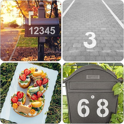 10 Inch Plastic Number Stencils - Reusable Digital Templates for Cake, Address, Painting