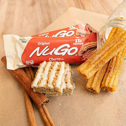 NuGo Protein Bar, Churro, 11g Protein, Gluten Free, 15 Count
