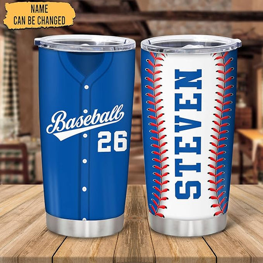 Hyturtle Personalized Baseball Tumbler Baseball Players Design Stainless Steel Double Walled Vacuum Insulated Tumblers 20oz30oz Coffee Travel Mug Cup Christmas Gift For Men Boys Friends Dad Sports Fan